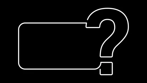 QUESTION MARK prominent white line art frame animation on black background... Stock Footage 341603741