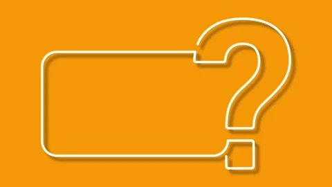 QUESTION MARK prominent white line art frame animation on orange background.. Stock Footage 341603764