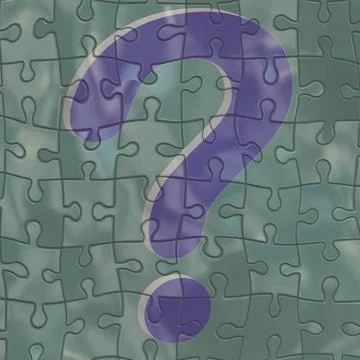 Question mark in puzzle question mark in blue in a gray puzzle Copyright: ... Foto stock