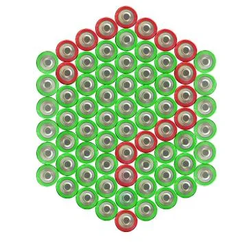 Question mark of red batteries, white background, icon, isolated Stock Illustration