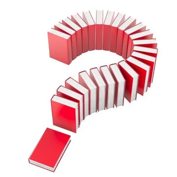 Question mark from red books, 3D rendering Stock Illustration