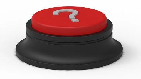 Question mark red button isolated 3d illustration render Stock Illustration