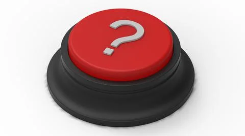 Question mark red button isolated 3d illustration render Illustrazione stock