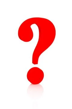 Question mark of red color - objects over white Stock Illustration