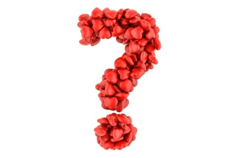 Question mark from red hearts, 3D rendering Stock Illustration