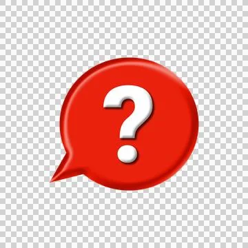 Question mark in red speech bubble icon on transparent background Stock Illustration