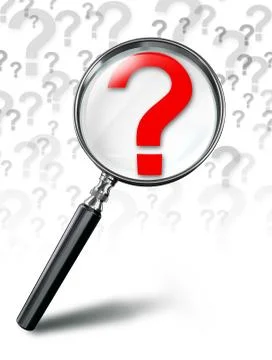 Question mark red symbol and magnifying glass Stock Illustration