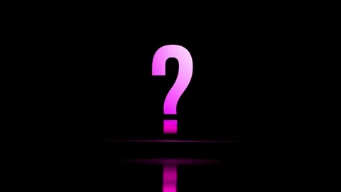 Question mark with reflection neon glowing symbol, question, animation.3D render Stock Footage 293712556