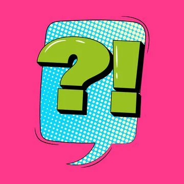 Question mark retro comic speech bubble in trendy pop art style. Bright car.. Stock Illustration