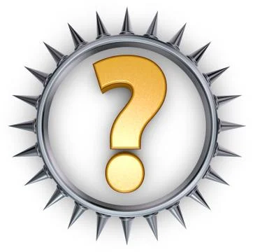 Question mark in ring with spikes - 3d rendering Stock Illustration