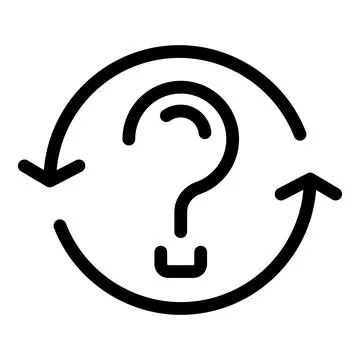 Question mark rotating with arrows forming circular shape 스톡 일러스트