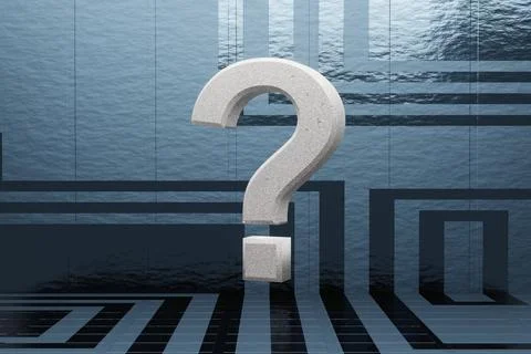 Question mark on a Sci-Fi background. 3d rendering. Illustrazione stock