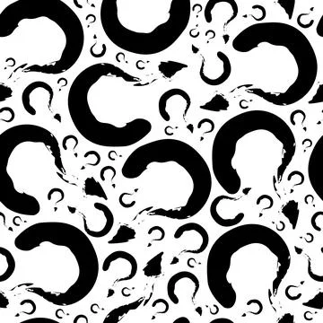 Question mark seamless pattern with black brush strokes for grunge background Stock Illustration