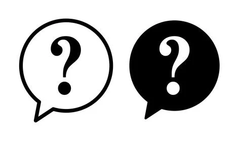 Question mark set of vector isolated icons with speech bubble help signs and Stock Illustration