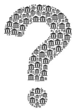 Question Mark Shape of Library Building Icons Ilustración de archivo