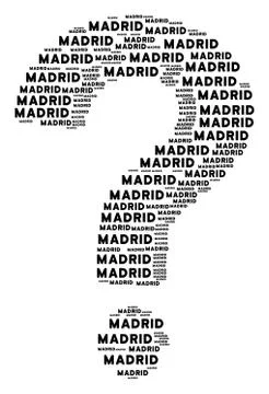 Question Mark Shape of Madrid Texts Stock Illustration