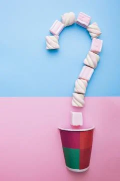 Question mark shape with marshmallow and paper cup Stock Photos