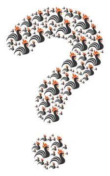 Question Mark Shape of Rooster Icons Illustrazione stock