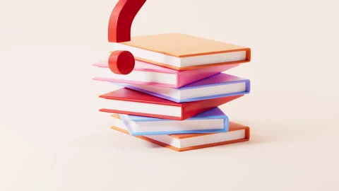 Question mark sign and book, think about a problem, find the answer, 3d ren.. Stock Footage 283642360
