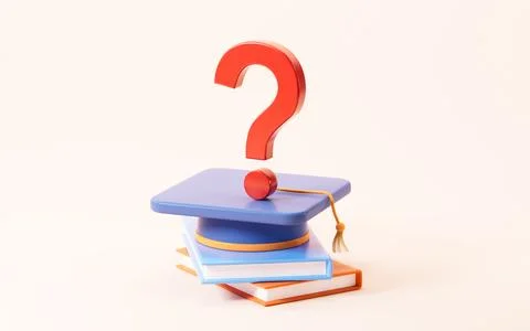 Question mark sign and book, think about a problem, find the answer, 3d ren.. Stock Illustration