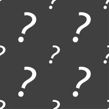 Question mark sign icon. Help symbol. FAQ sign. Seamless pattern on a gray ba Stock Illustration