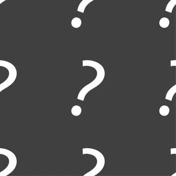 Question mark sign icon. Help symbol. FAQ sign. Seamless pattern on a gray ba Illustrazione stock