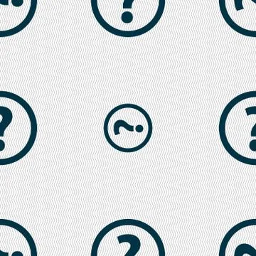 Question mark sign icon. Help speech bubble symbol. FAQ sign. Seamless abstract Stock Illustration