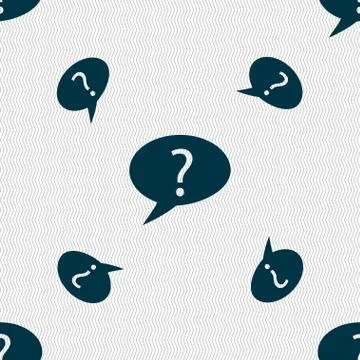Question mark sign icon. Help speech bubble symbol. FAQ sign. Seamless pattern w Stock Illustration
