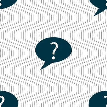 Question mark sign icon. Help speech bubble symbol. FAQ sign. Seamless pattern w Stock Illustration