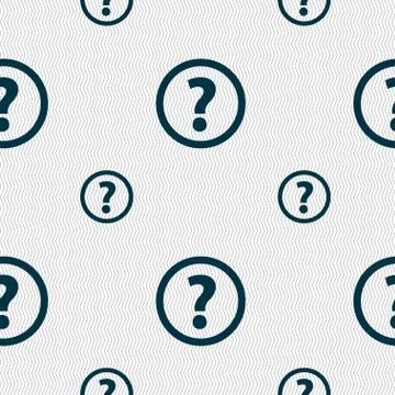 Question mark sign icon. Help speech bubble symbol. FAQ sign. Seamless pattern w Stock Illustration