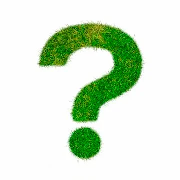 Question mark sign made of grass - aklphabet green environment nature Stock Photos