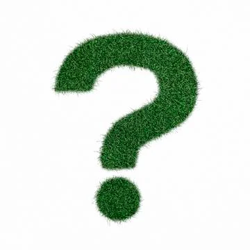 Question mark sign made of grass - aklphabet green environment nature Stock Photos