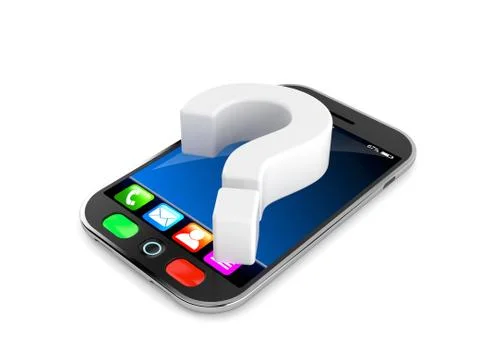 Question mark on smartphone Stock Illustration