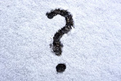 The Question mark on the snow auto window Stock Photos