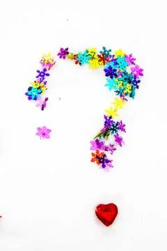 The question mark in the snow Stock Photos