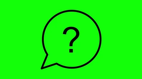 Question mark speech bubble animation on green screen background for faq videos Stock Footage 330397530