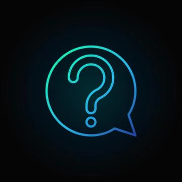 Question mark in speech bubble blue vector outline icon or symbo Stock Illustration