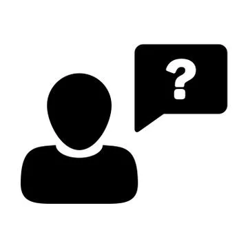 Question mark speech bubble icon vector male person profile avatar Stock Illustration