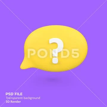 Question mark with speech bubble isolated 3d render icon illustration PSDテンプレート