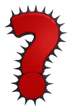 Question mark with spikes on white background - 3d rendering Stock Illustration