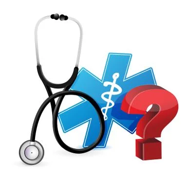 Question mark with a stethoscope illustration design over white 스톡 일러스트