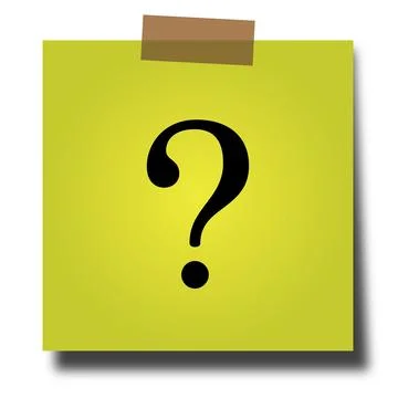 Question mark on a sticky note, Explanation required. Asking for a reason. Stock Illustration