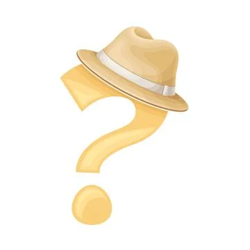 Question Mark with Straw Hat on Top as Typography Symbol Vector Illustration Stock-Illustration