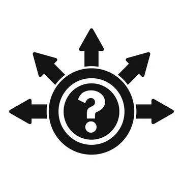 Question mark surrounded by arrows pointing in different directions 스톡 일러스트