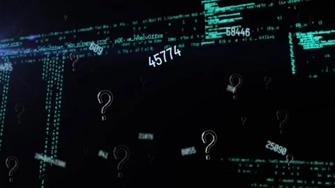 Question mark symbol and multiple changing numbers against data processing on 動画素材 326302833