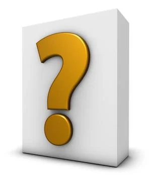 Question mark symbol and white box - 3d rendering Stock Illustration