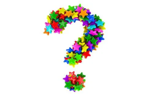 Question mark symbol from colored stars, 3D rendering Question mark from c... Stock Photos