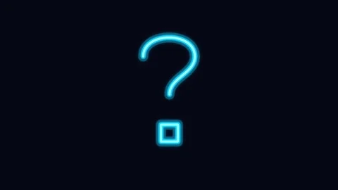 Question mark symbol glowing on dark background representing confusion proble Video stock 345897750
