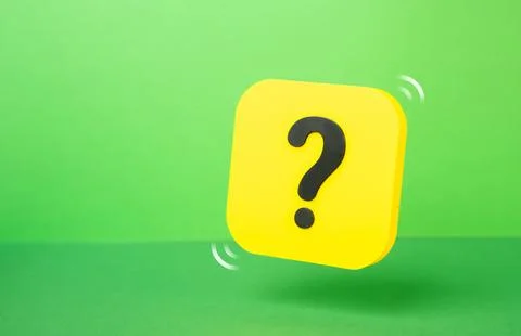 A question mark symbol on a green background. Questions and answers, proble.. Stock Photos