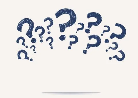 Question mark symbol hand draw doodle style arranged in semicircle banner. Faq Stock Illustration